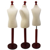 Children Kids Age 6-8 Years Tailors Dummy Mannequin, Cream Torso Bust with a Red Wood Round Base